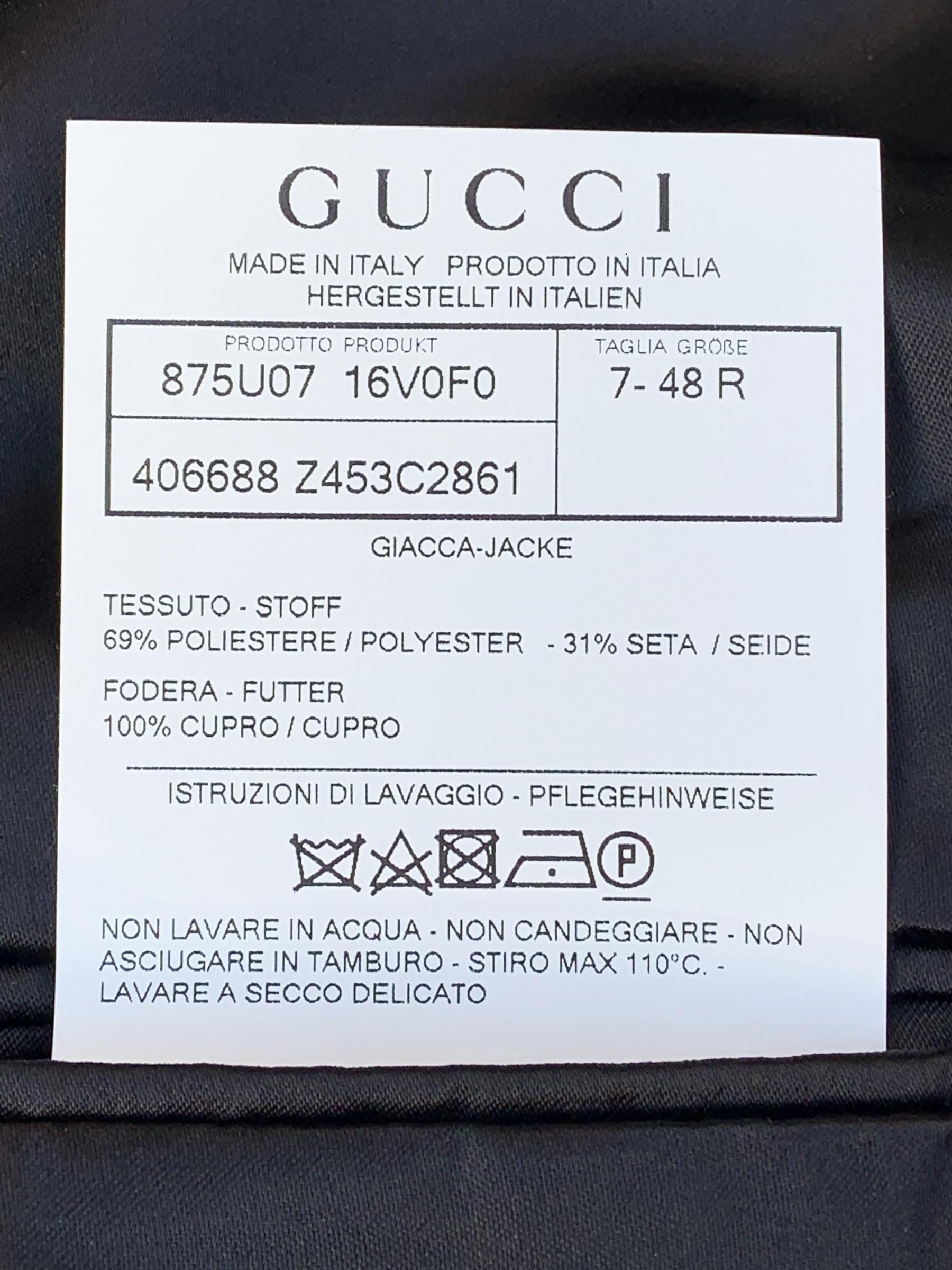 New Gucci Monaco Tropical Jacquard Tuxedo Jacket Italian 48 R  For Sale 1
