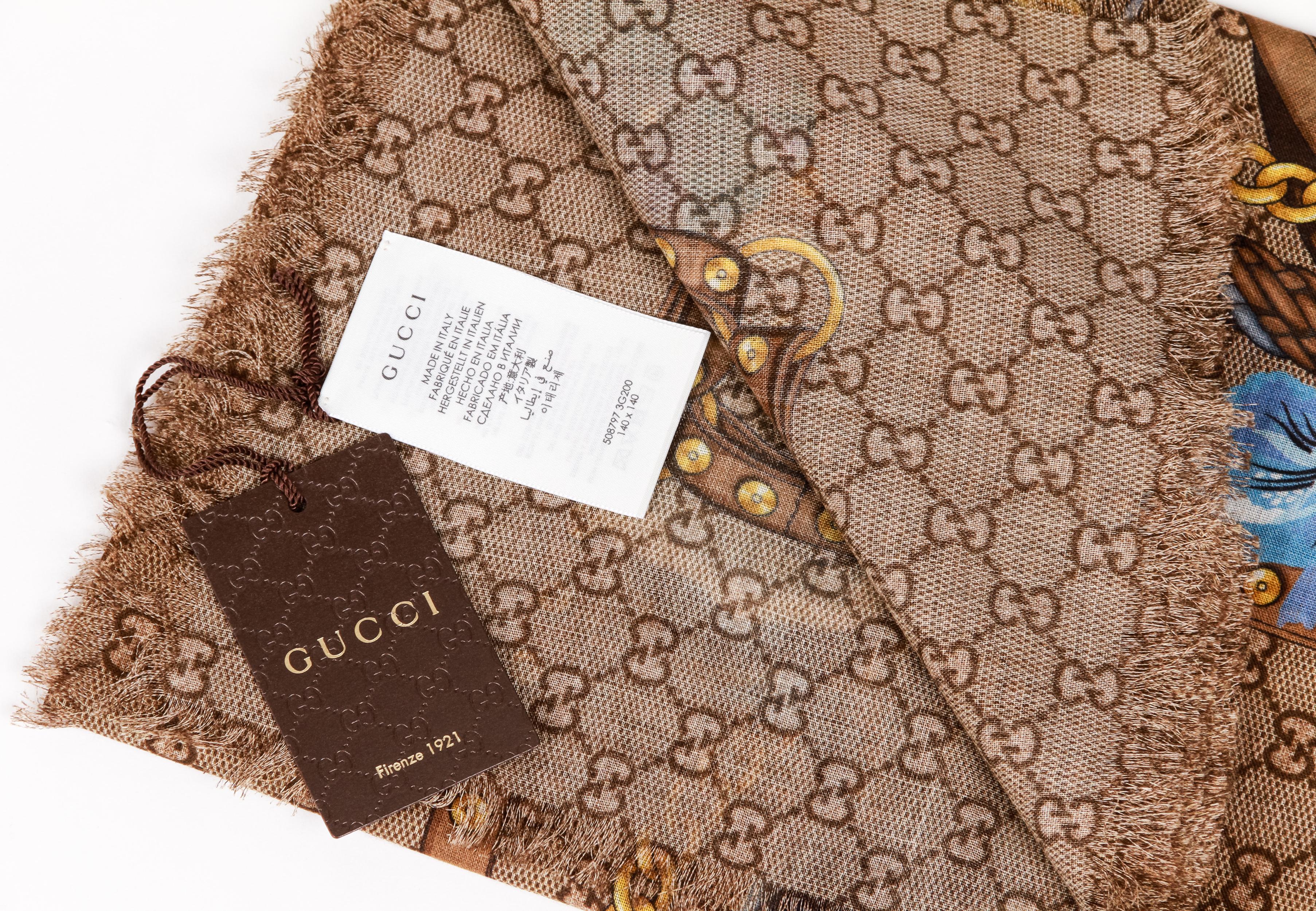 Nuevo Chal Gucci Monograma Tigre Rosa 52 Beige