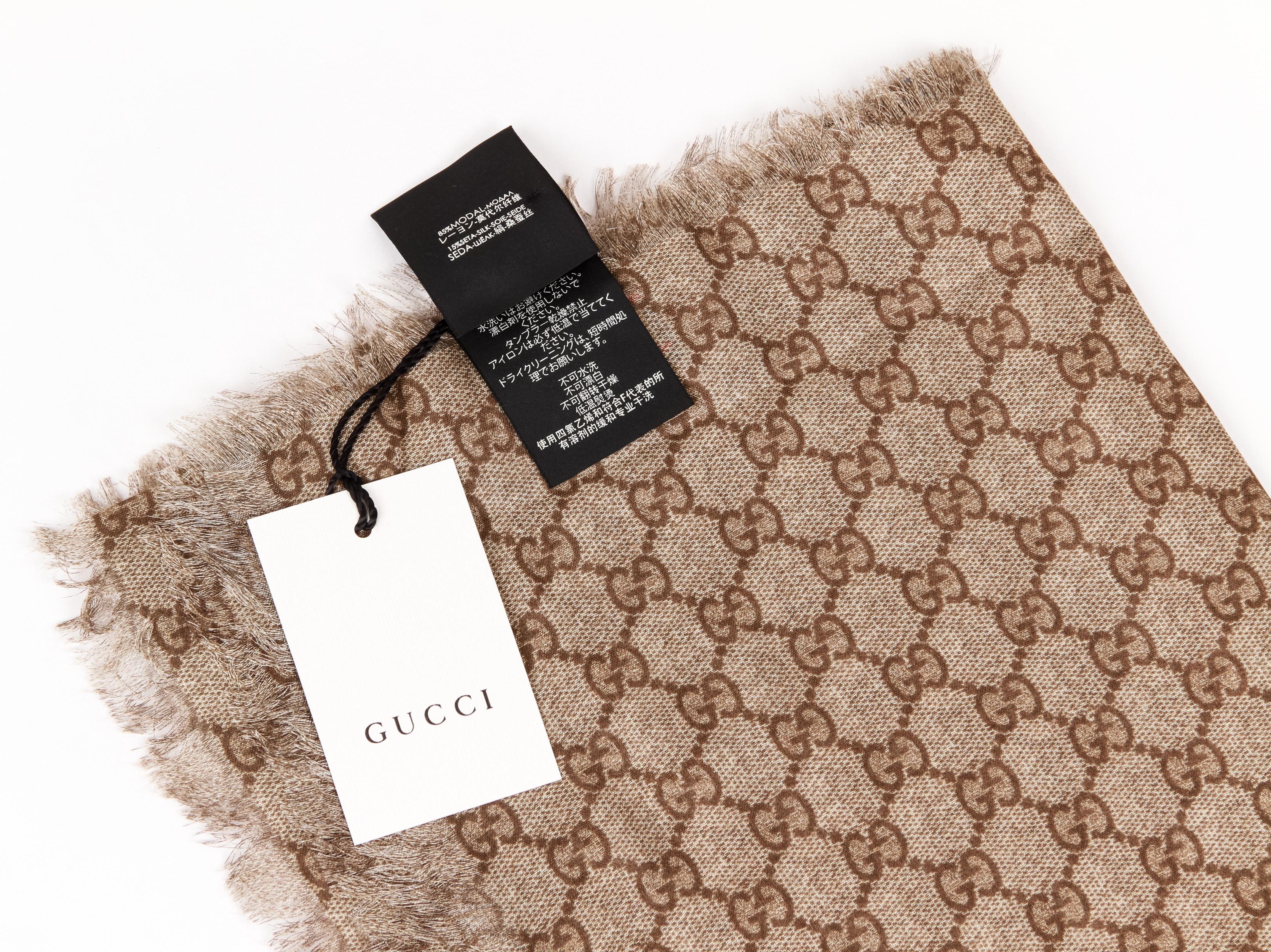 Brown New Gucci Monogram Red Tiger Shawl Scarf For Sale