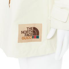 new GUCCI NORTH FACE light beige nylon windbreaker anorak pullover jacket S