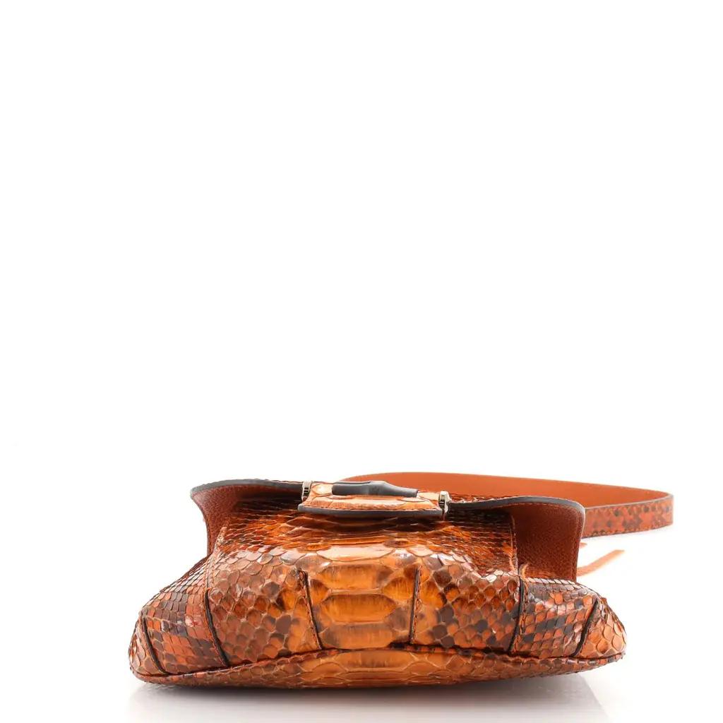 Neu Gucci Nouveau Python Fransen Bambus Laufsteg Tasche in Burnt Orange $3100 im Angebot 9