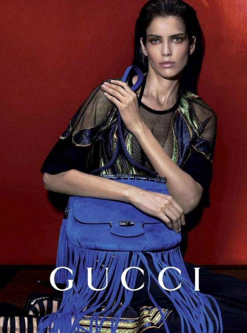 Neu Gucci Nouveau Python Fransen Bambus Laufsteg Tasche in Burnt Orange $3100 im Angebot 8