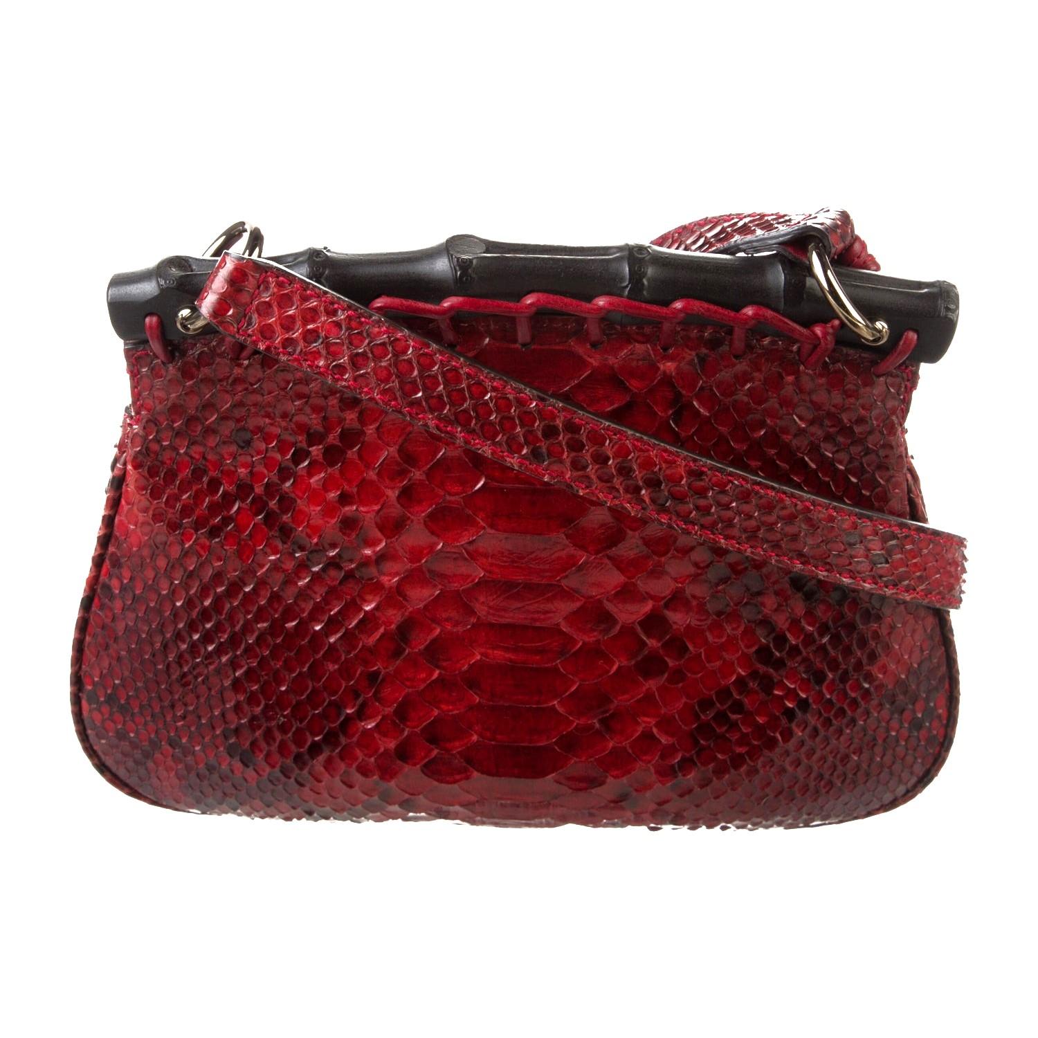 Nuova borsa Gucci Nouveau Python Fringe Bamboo in rosso $3100 Primavera 2014 in vendita 10