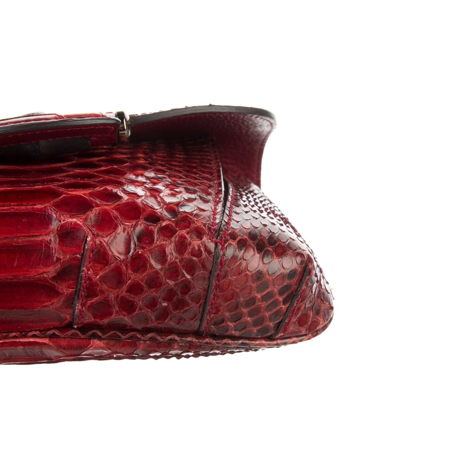 Nuova borsa Gucci Nouveau Python Fringe Bamboo in rosso $3100 Primavera 2014 in vendita 3