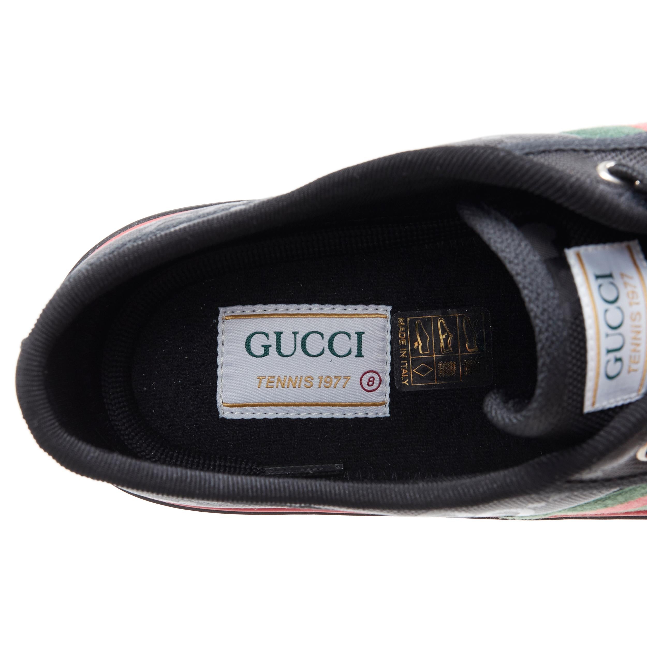 new GUCCI Off The Grid Tennis 1977 black monogram red green web sneaker UK8 2
