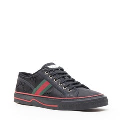 new GUCCI Off The Grid Tennis 1977 black monogram red green web sneaker UK8