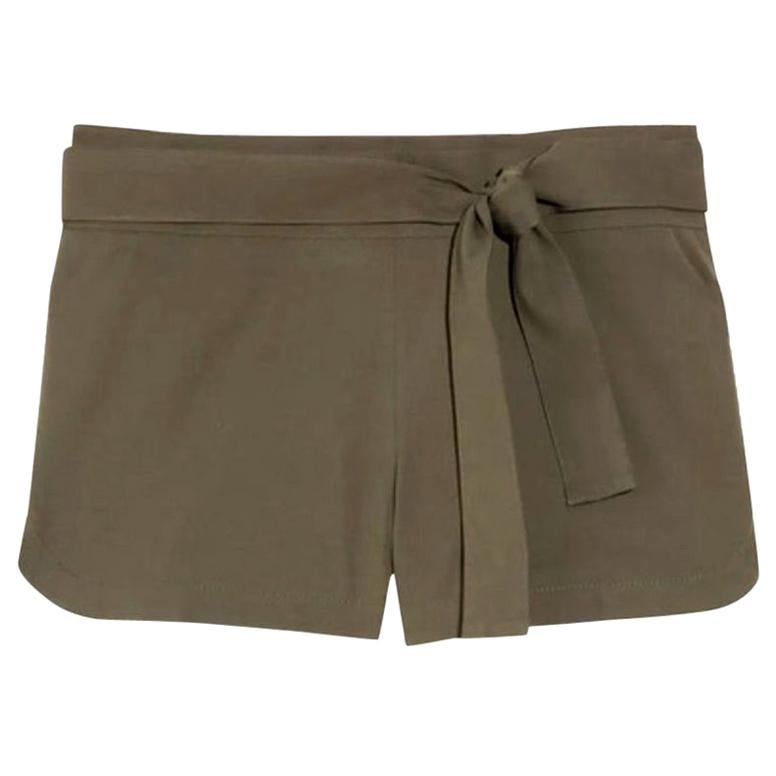NEW Gucci Olive Green Hot Pants Shorts with Bamboo Detail Belt 38