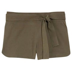 NEW Gucci Olive Green Hot Pants Shorts with Bamboo Detail Belt 38