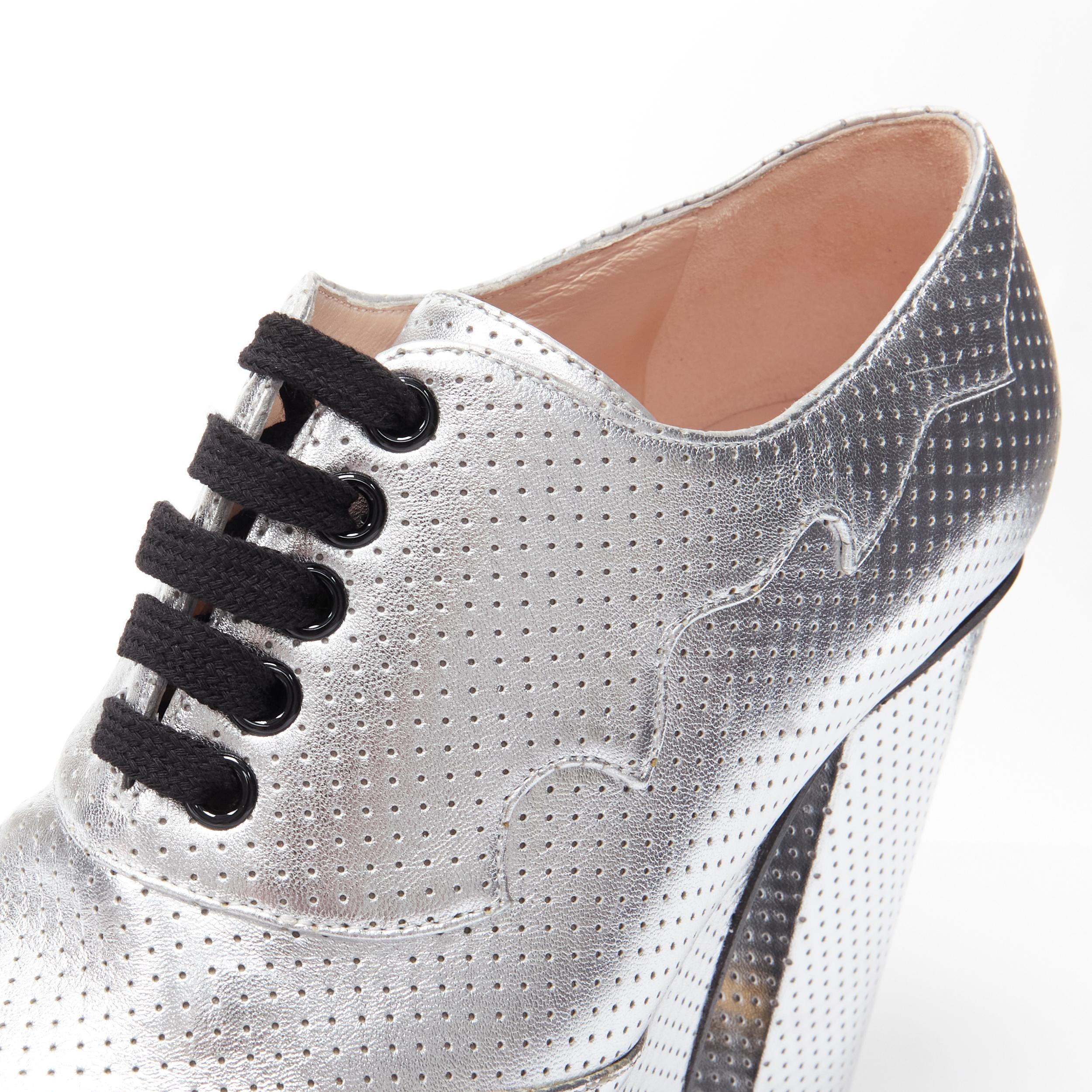 new GUCCI Otis metallic silver chunky platform block heel bootie mule EU38.5 For Sale 1