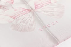New Gucci Pink Butterflies Silk Scarf