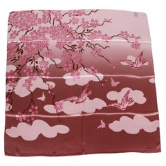 New Gucci Pink Floral Silk Scarf