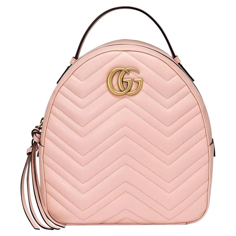 New GUCCI Pink GG Marmont Leather Backpack For Sale