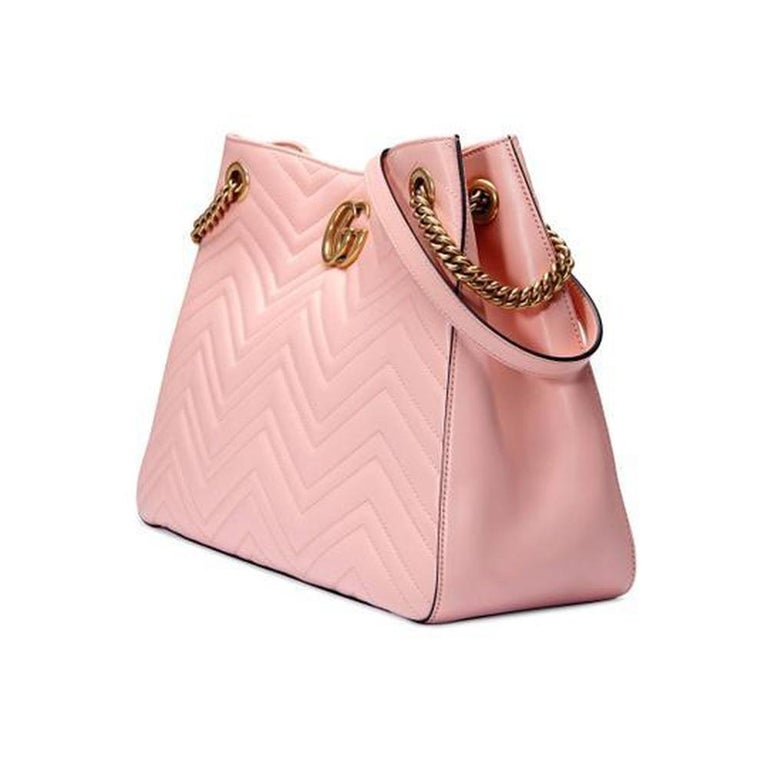 New GUCCI Pink GG Marmont Matelasse Leather Shoulder Bag For Sale at 1stdibs