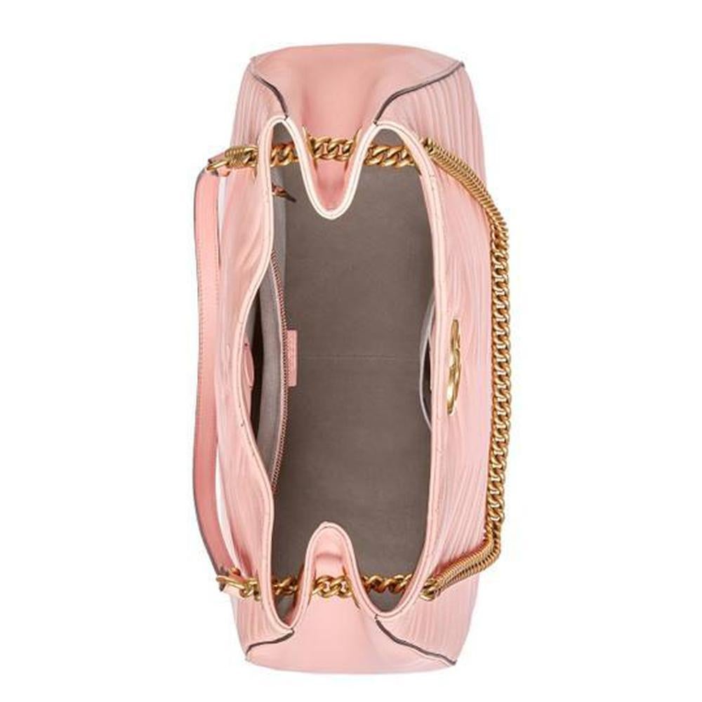 New GUCCI Pink GG Marmont Matelasse Leather Shoulder Bag In New Condition For Sale In Brossard, QC