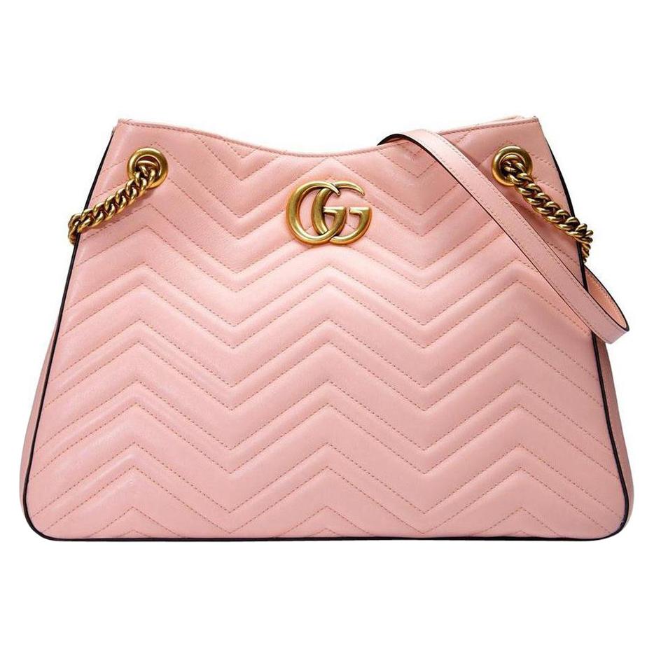 New GUCCI Pink GG Marmont Matelasse Leather Shoulder Bag For Sale