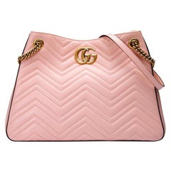 New GUCCI Pink GG Marmont Matelasse Leather Shoulder Bag