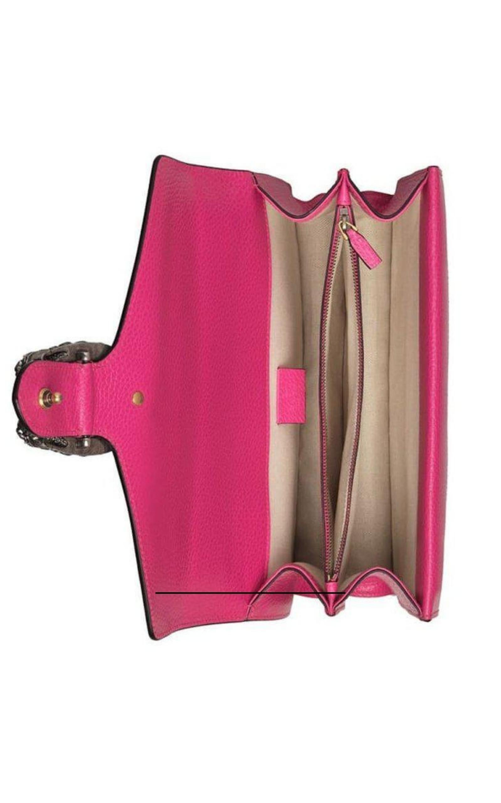 New Gucci Pink Leather Pearl Embellished Dionysus Shoulder Bag Collectible Pour femmes en vente