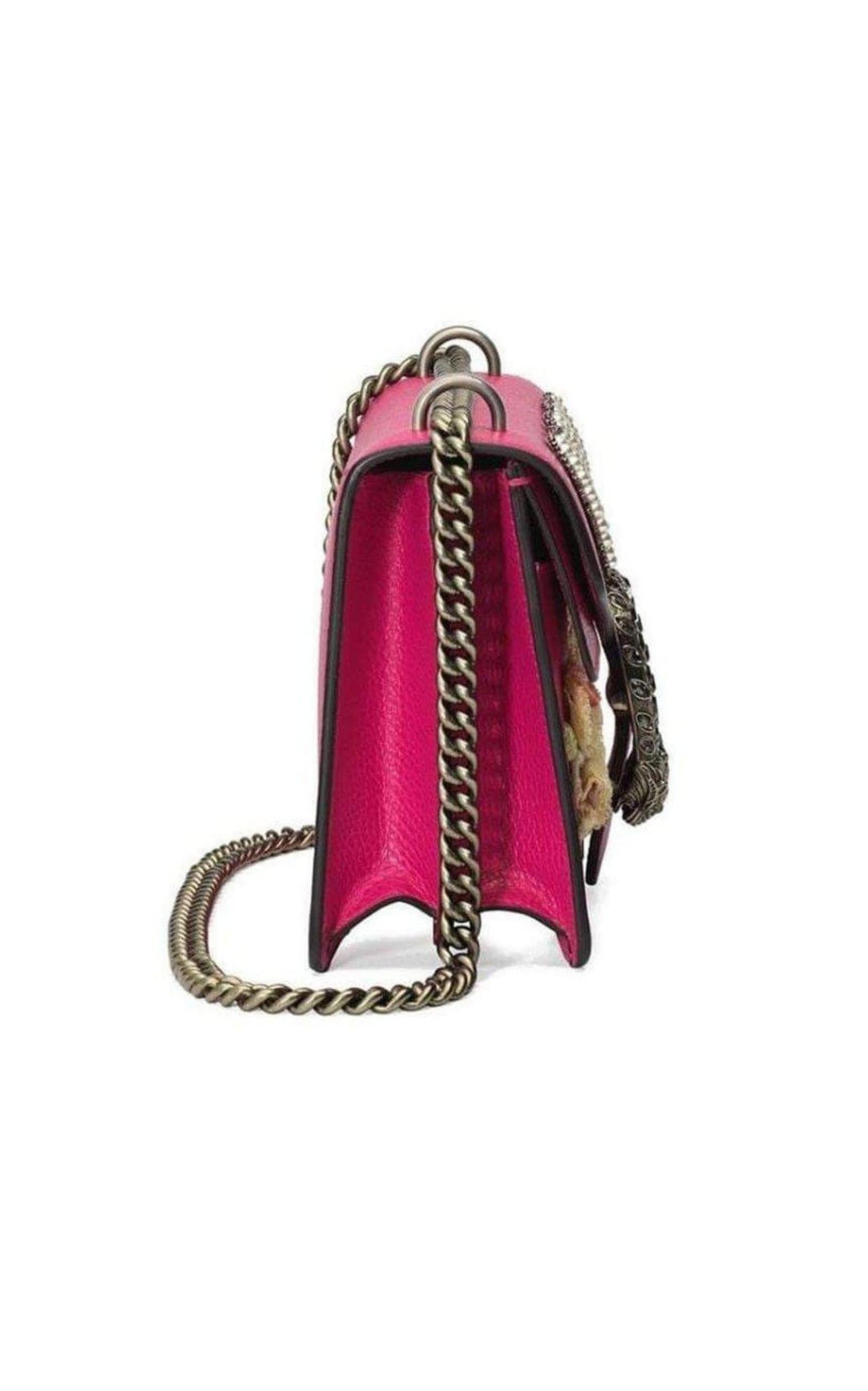 New Gucci Pink Leather Pearl Embellished Dionysus Shoulder Bag Collectible en vente 1