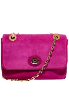 New Gucci Borsa a tracolla in camoscio rosa con catena d'oro