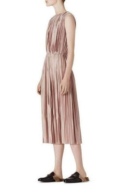 New Gucci Plissé Poly Satin Midi Dress IT 44 / US 8