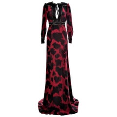 New Gucci Pre Fall 2015 Silk Crystal Evening Dress Gown With Tags Sz 40