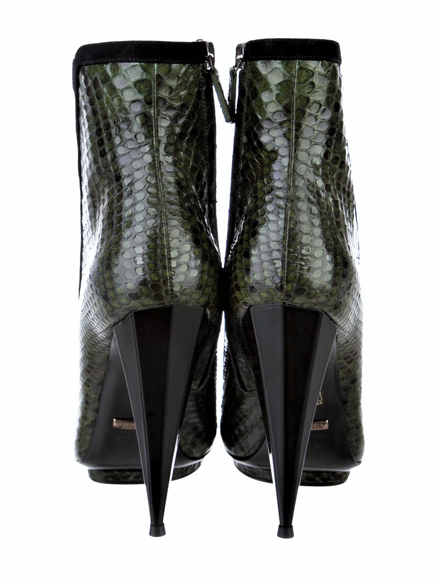 New Gucci Python Snakeskin S/S 2014 Runway Nicki Minaj Heels Booties Boots Sz 38 4