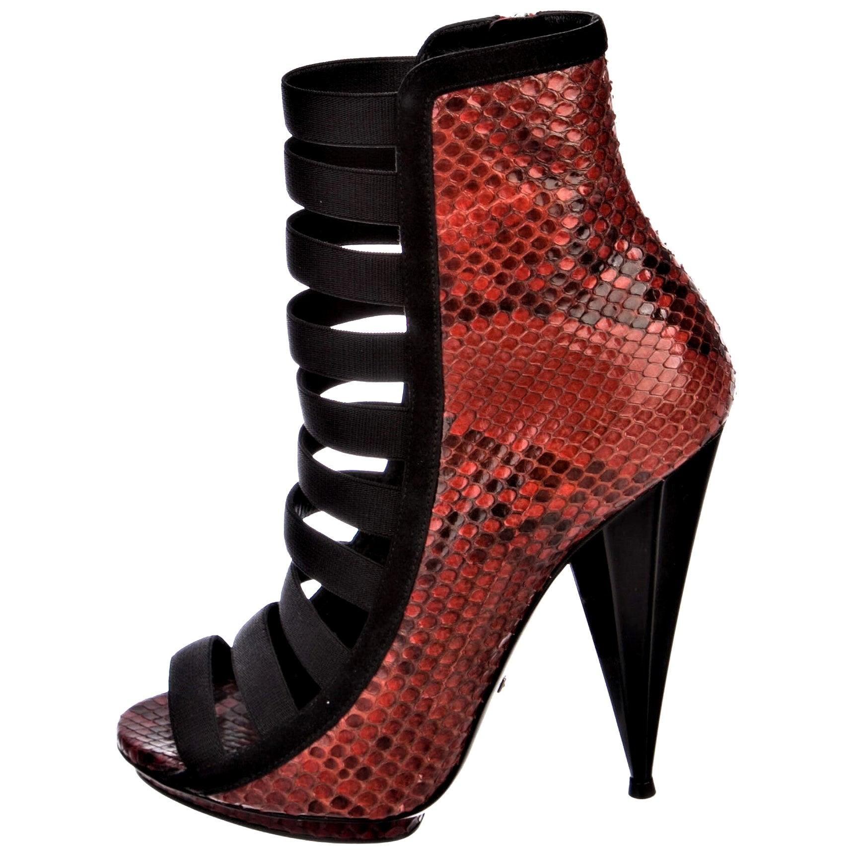 New Gucci Python Snakeskin S/S 2014 Runway Nicki Minaj Heels Booties Boots Sz 38