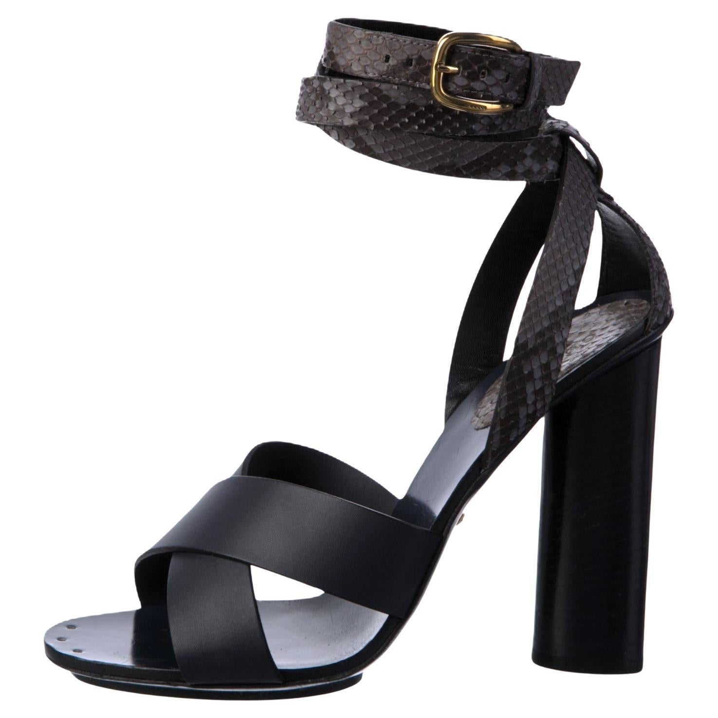 New Gucci Python Spring 2015 Runway Navy Blue Pumps Heels Sz 39