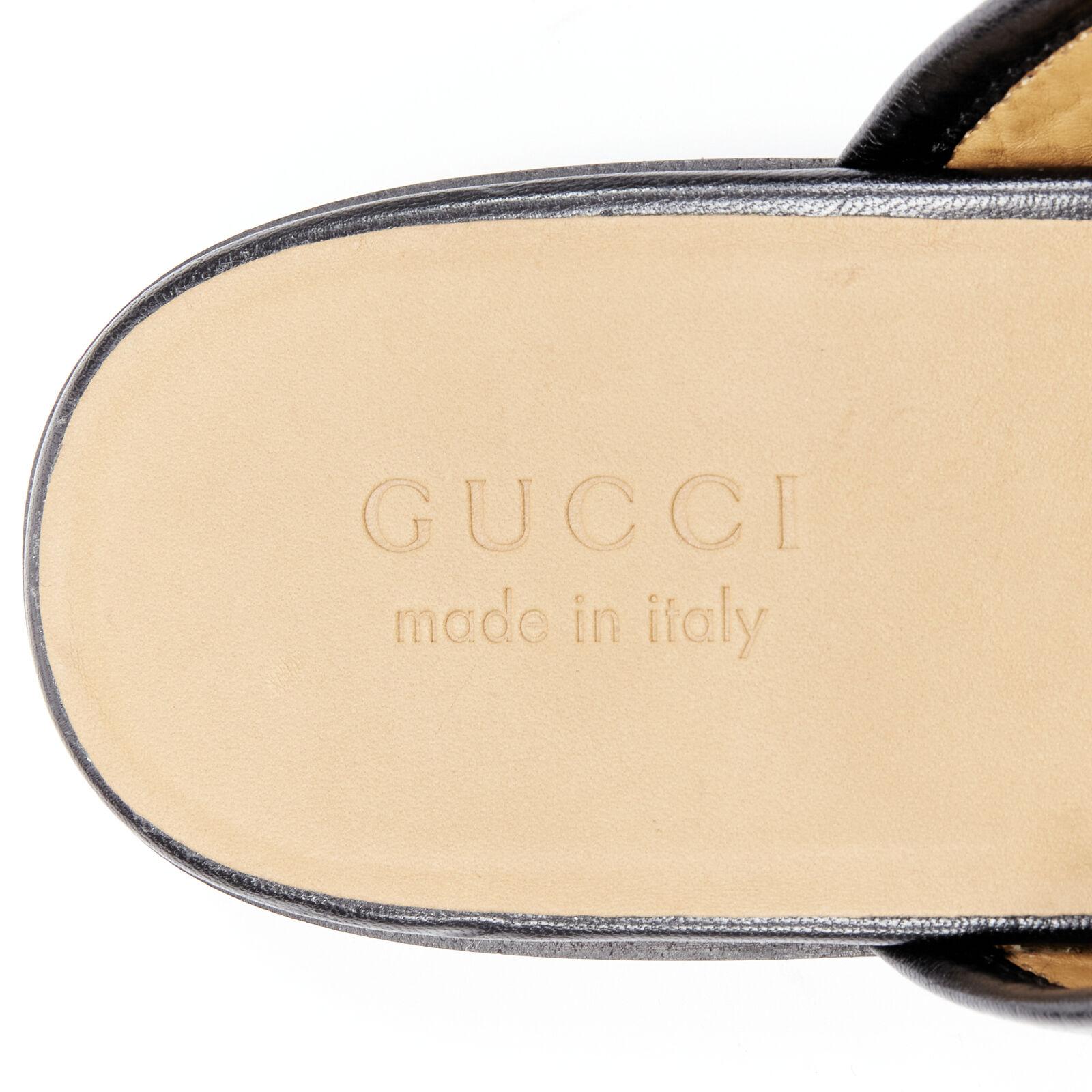 new GUCCI Quentin Nero black leather gold Horsebit slip on loafer EU9.5 EU42.5 For Sale 5