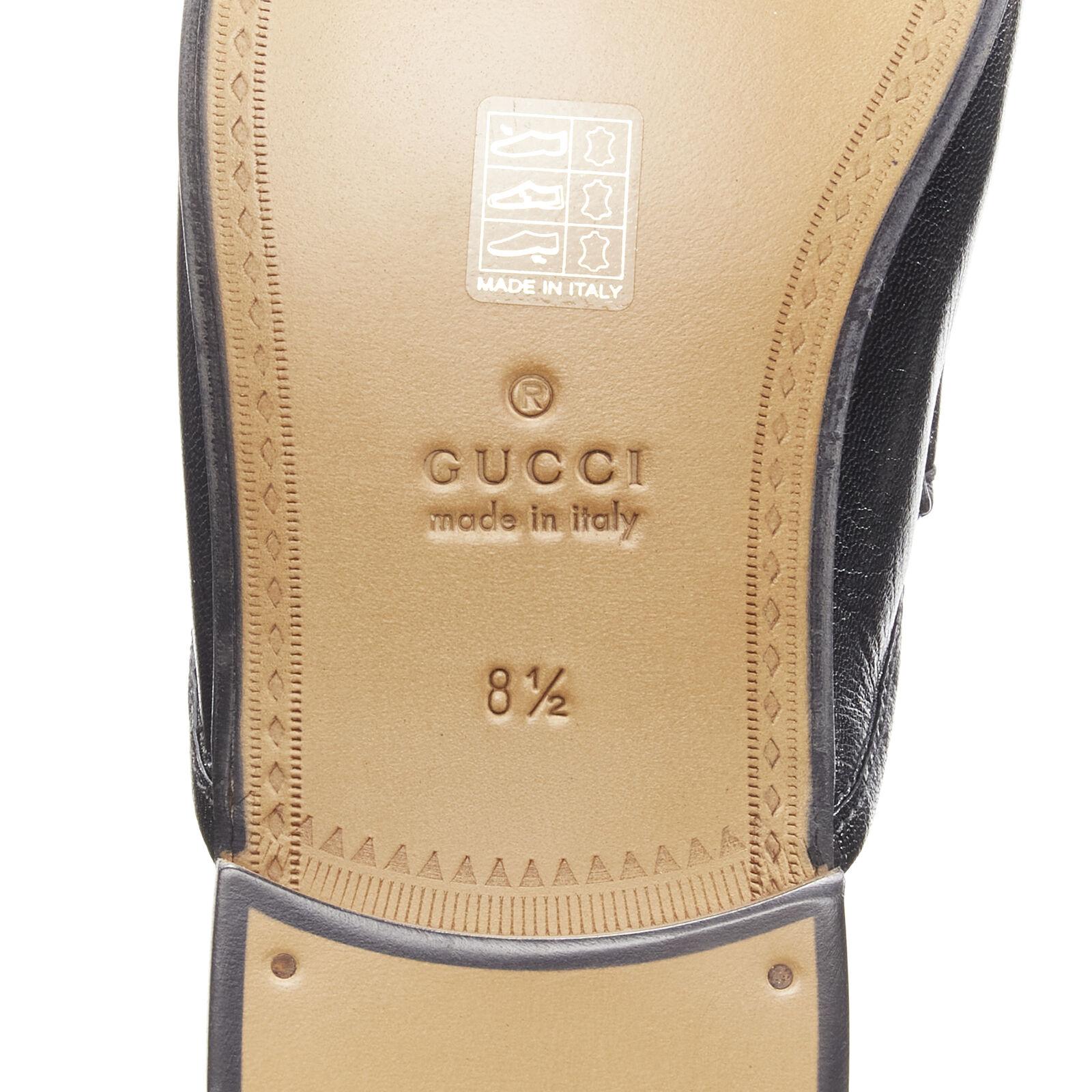 new GUCCI Quentin Nero black leather gold Horsebit slip on loafer EU9.5 EU42.5 For Sale 6