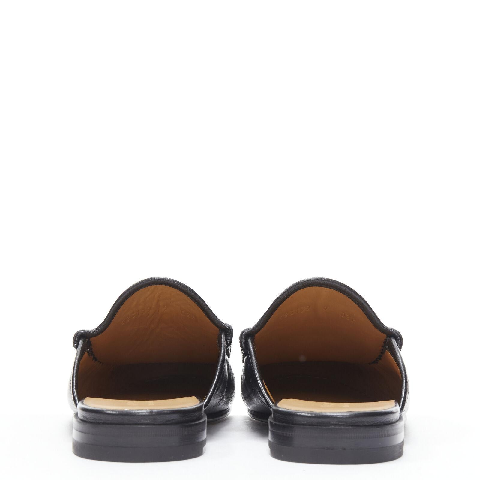 new GUCCI Quentin Nero black leather gold Horsebit slip on loafer EU9.5 EU42.5 For Sale 1