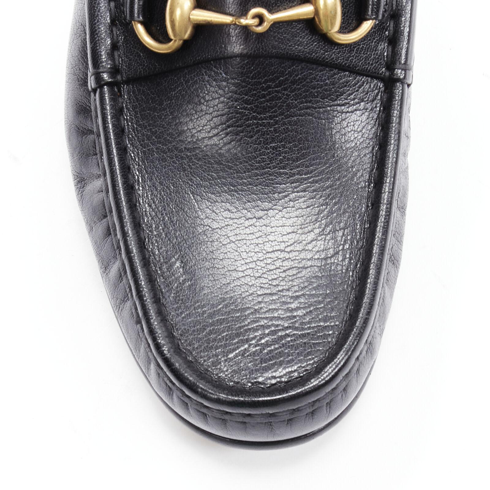 new GUCCI Quentin Nero black leather gold Horsebit slip on loafer EU9.5 EU42.5 For Sale 2