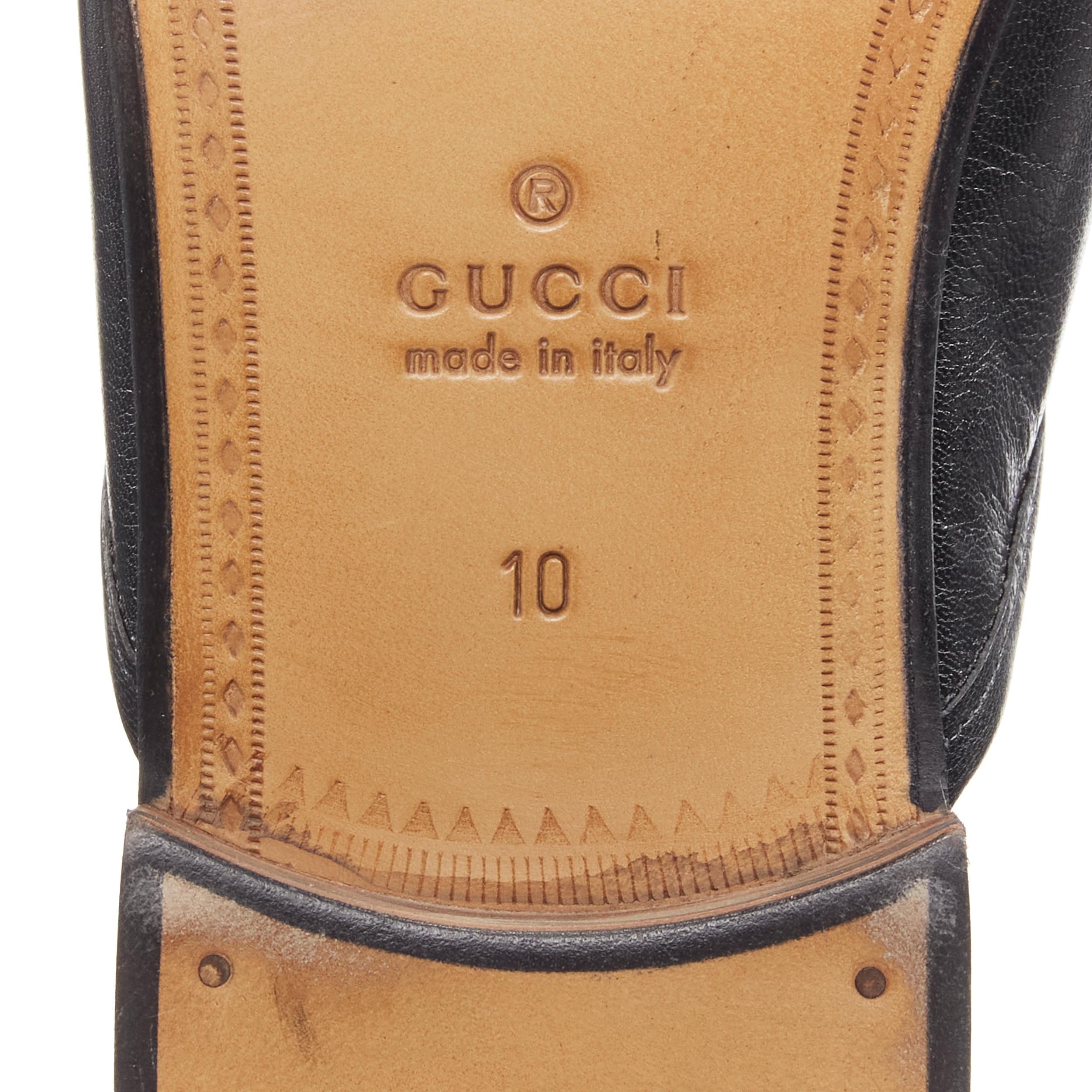 new GUCCI Quentin Nero black leather gold Horsebit slip on loafer UK10 US11 EU44 6
