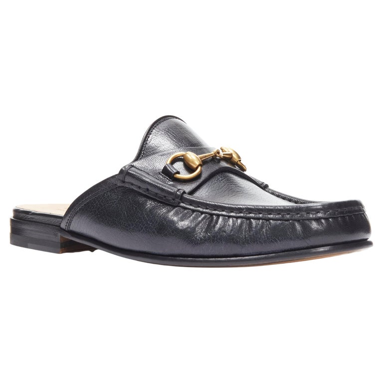 new GUCCI Quentin Nero black leather gold Horsebit slip on loafer UK10 US11  EU44 For Sale at 1stDibs | gucci quentin loafers
