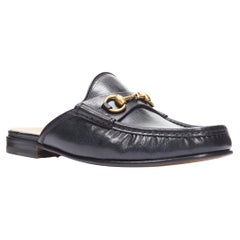 new GUCCI Quentin Nero black leather gold Horsebit slip on loafer UK10 US11 EU44