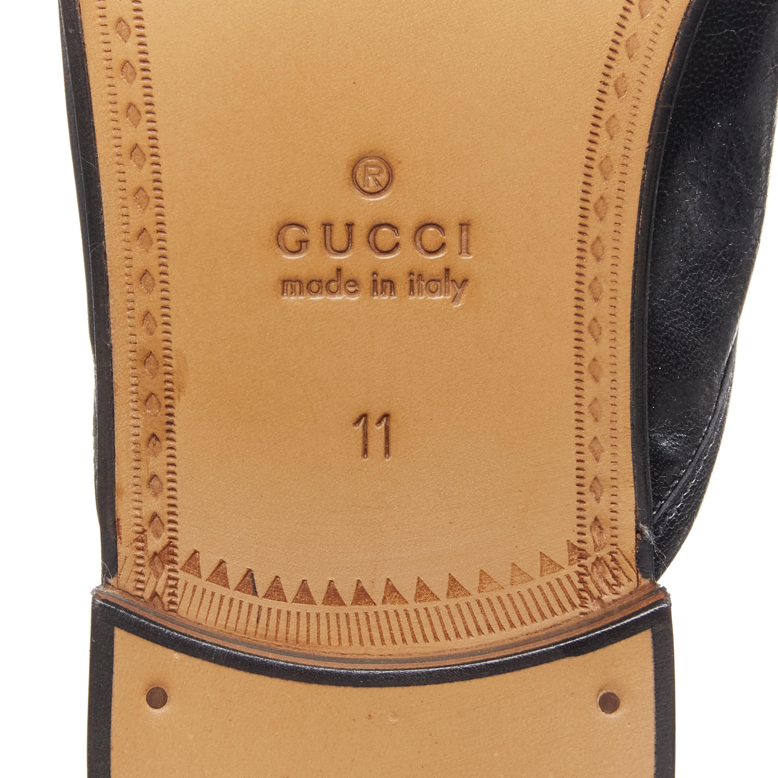 new GUCCI Quentin Nero black leather gold Horsebit slip on loafer UK11 US12 EU45 4