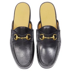 new GUCCI Quentin Nero black leather gold Horsebit slip on loafer UK8.5 US9.5 