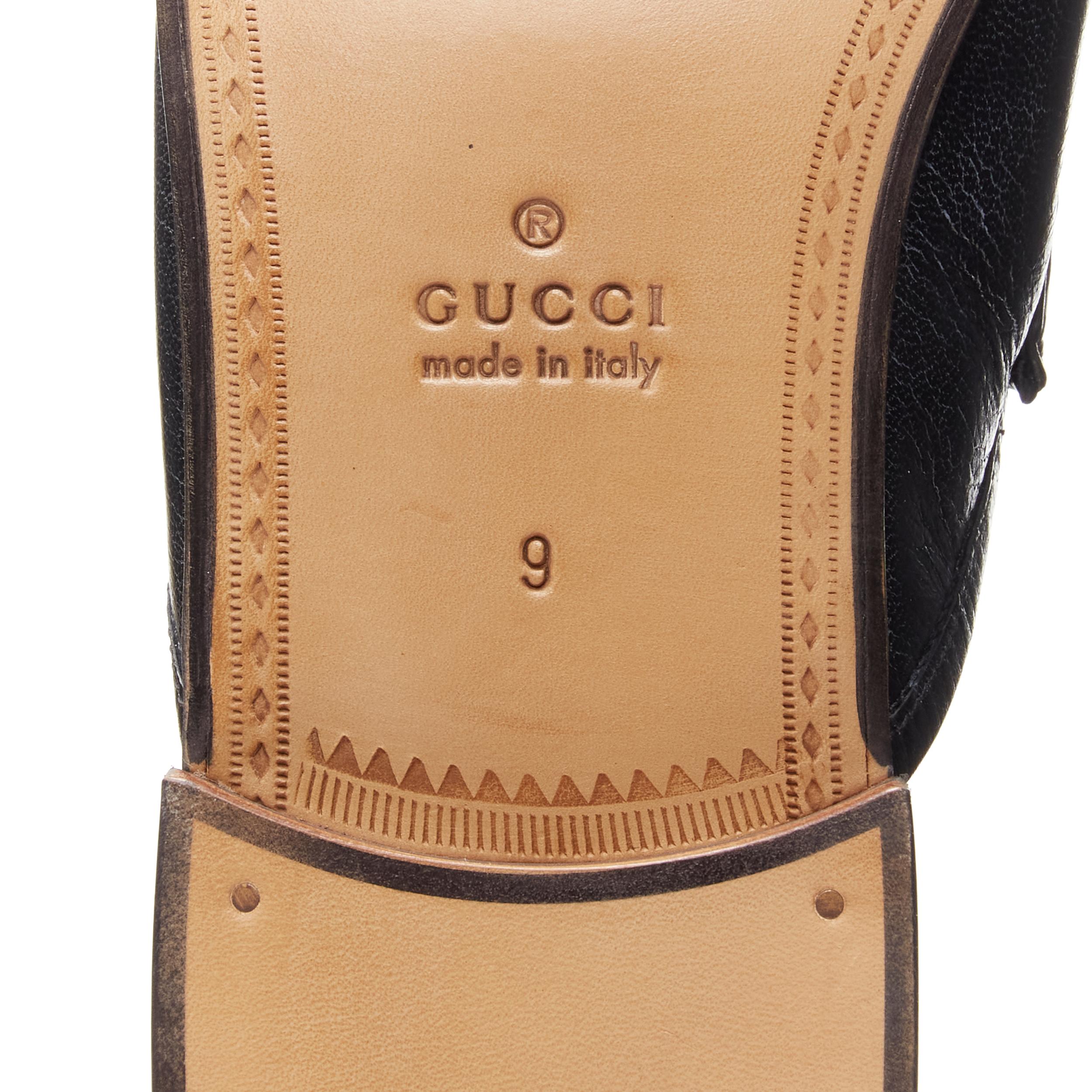new GUCCI Quentin Nero black leather gold Horsebit slip on loafer UK9 US10 EU43 5