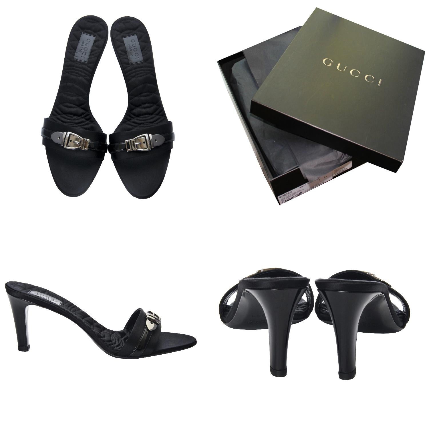 Nuevo Gucci Acolchado Satén Hebilla Horsebit Tacones Sz 9.5 en Nuevo estado para la venta en Ashburn, VA