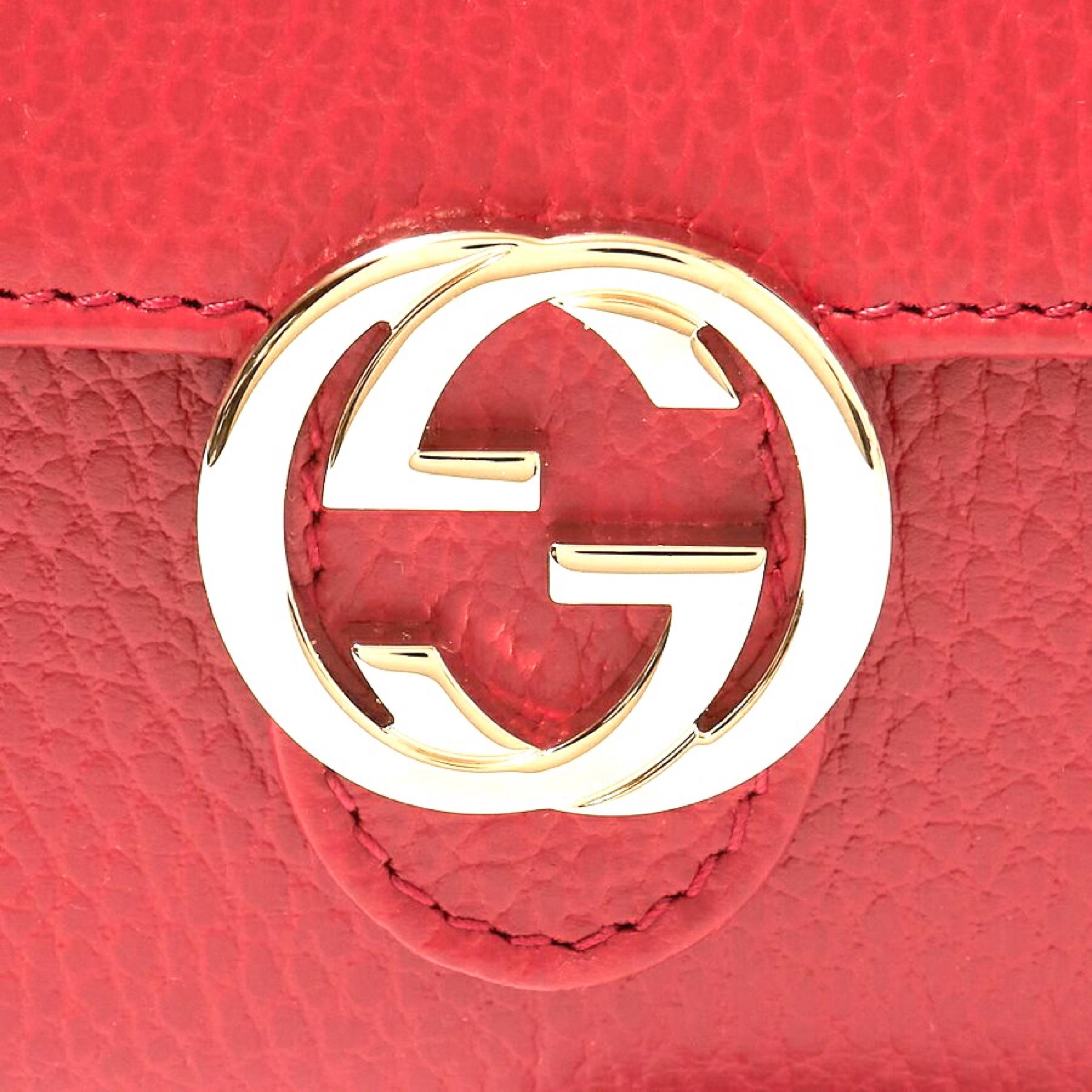 NEW Gucci Red Interlocking G Leather Bifold Wallet Card Case For Sale 7