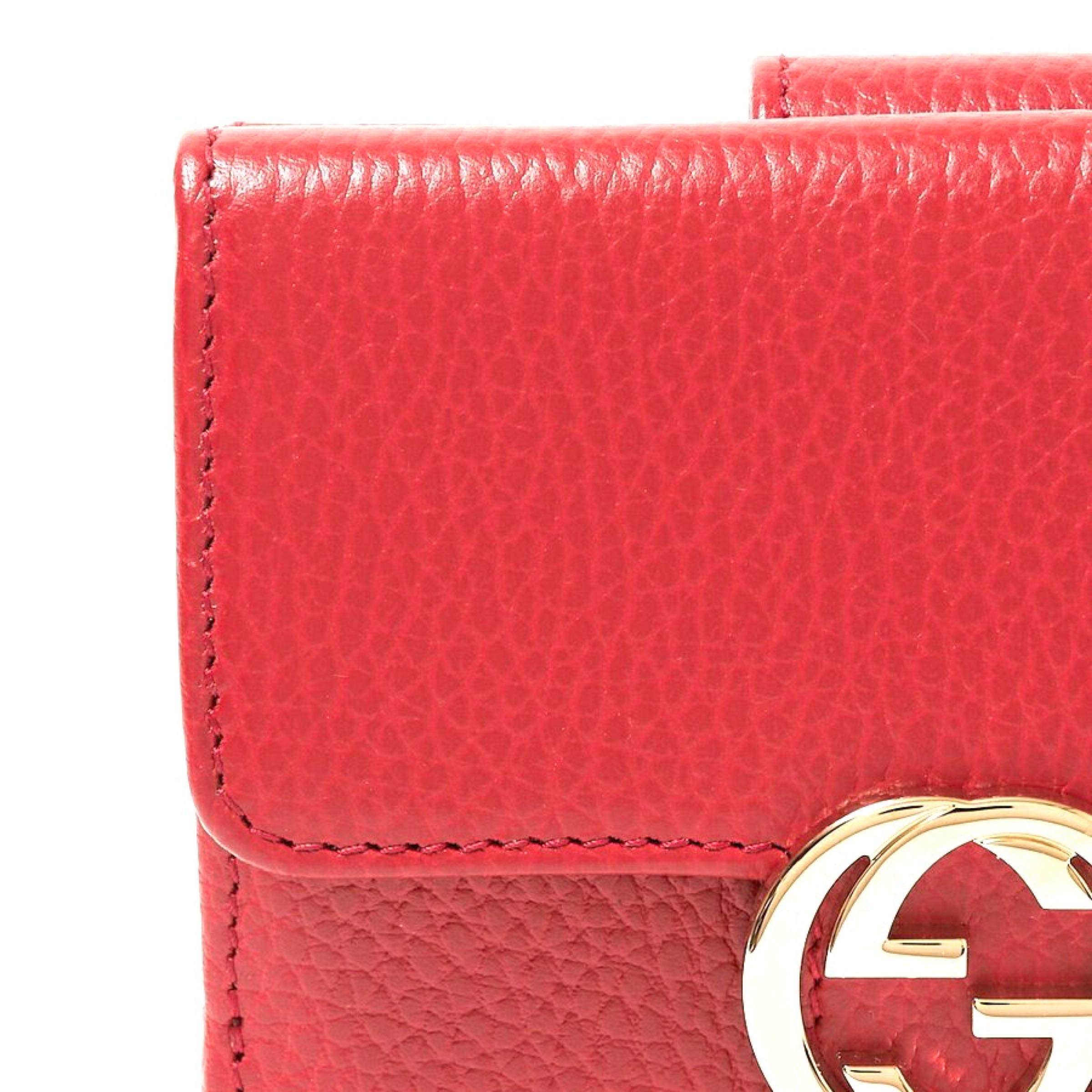 NEW Gucci Red Interlocking G Leather Bifold Wallet Card Case For Sale 8
