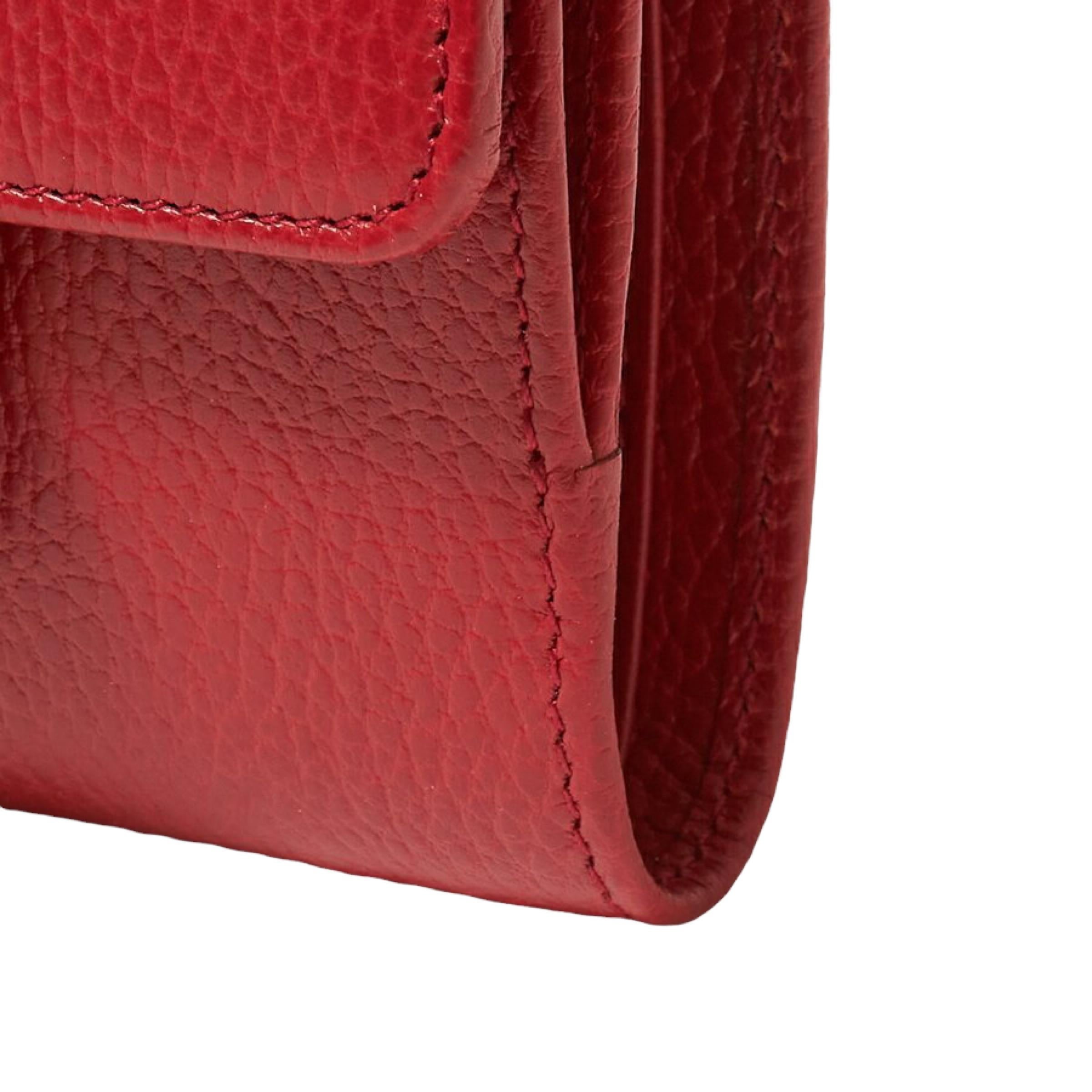 NEW Gucci Red Interlocking G Leather Bifold Wallet Card Case For Sale 9