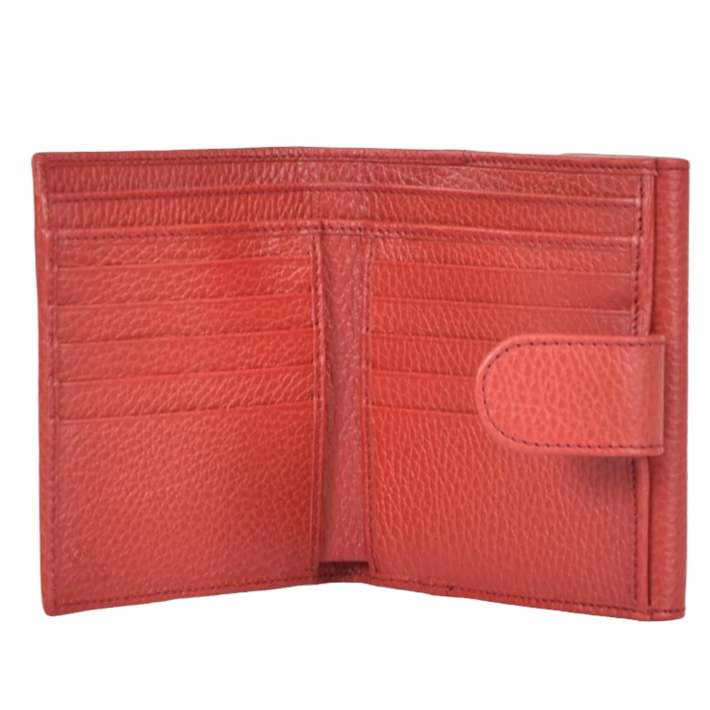 NEW Gucci Red Interlocking G Leather Bifold Wallet Card Case For Sale 3