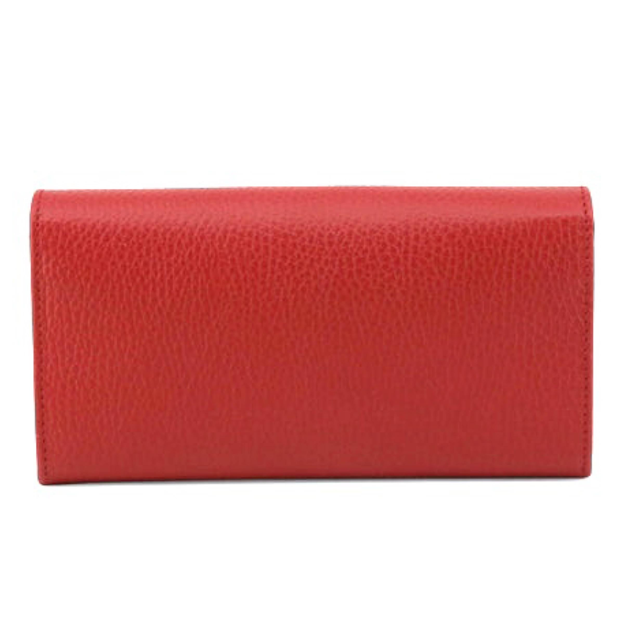 Women's NEW Gucci Red Interlocking G Leather Long Wallet Clutch Bag For Sale
