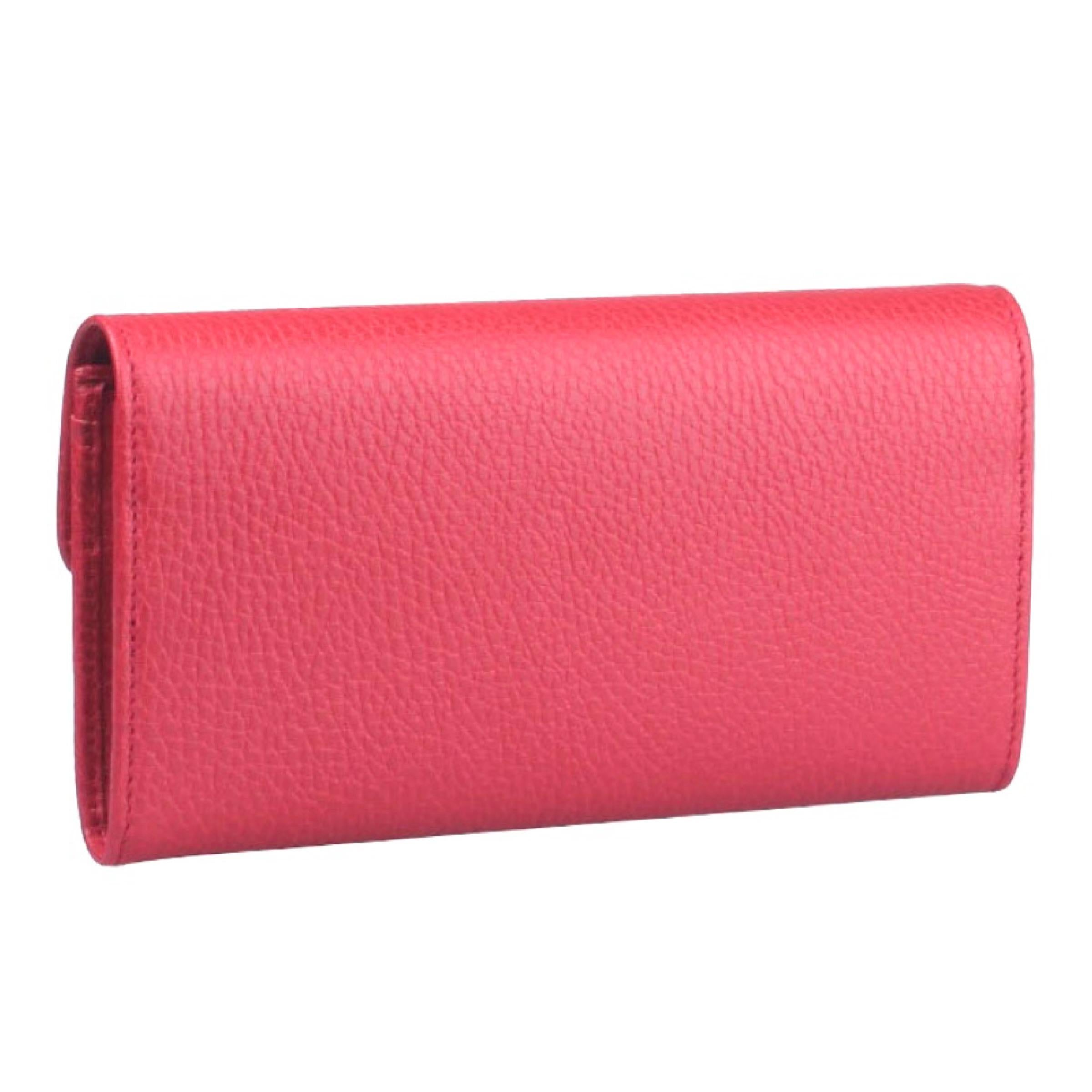NEW Gucci Red Interlocking G Leather Long Wallet Clutch Bag For Sale 1
