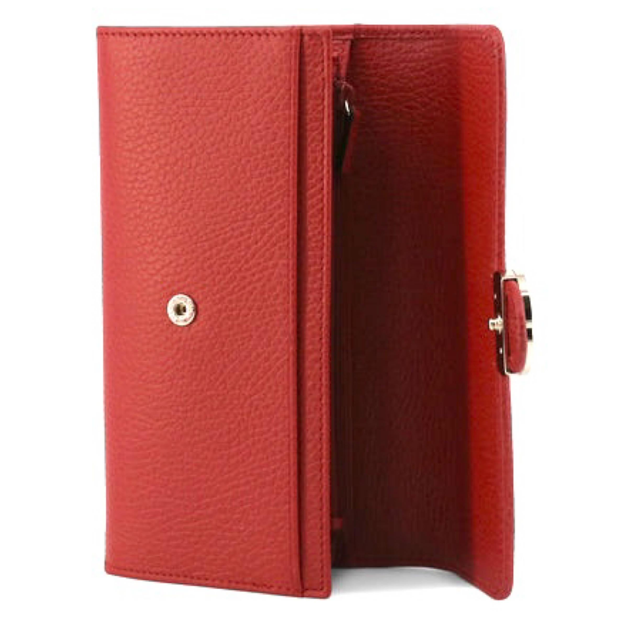 NEW Gucci Red Interlocking G Leather Long Wallet Clutch Bag For Sale 2