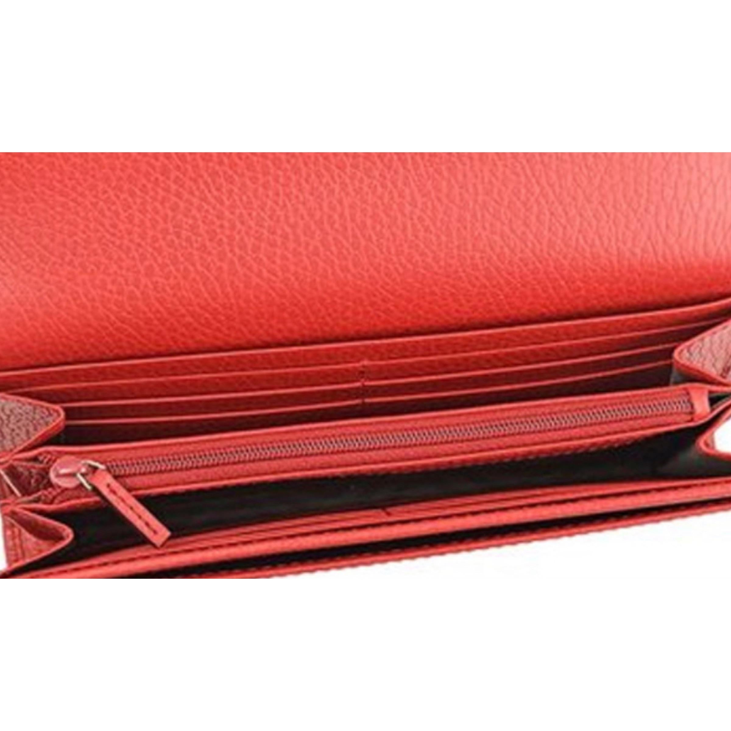 NEW Gucci Red Interlocking G Leather Long Wallet Clutch Bag For Sale 3