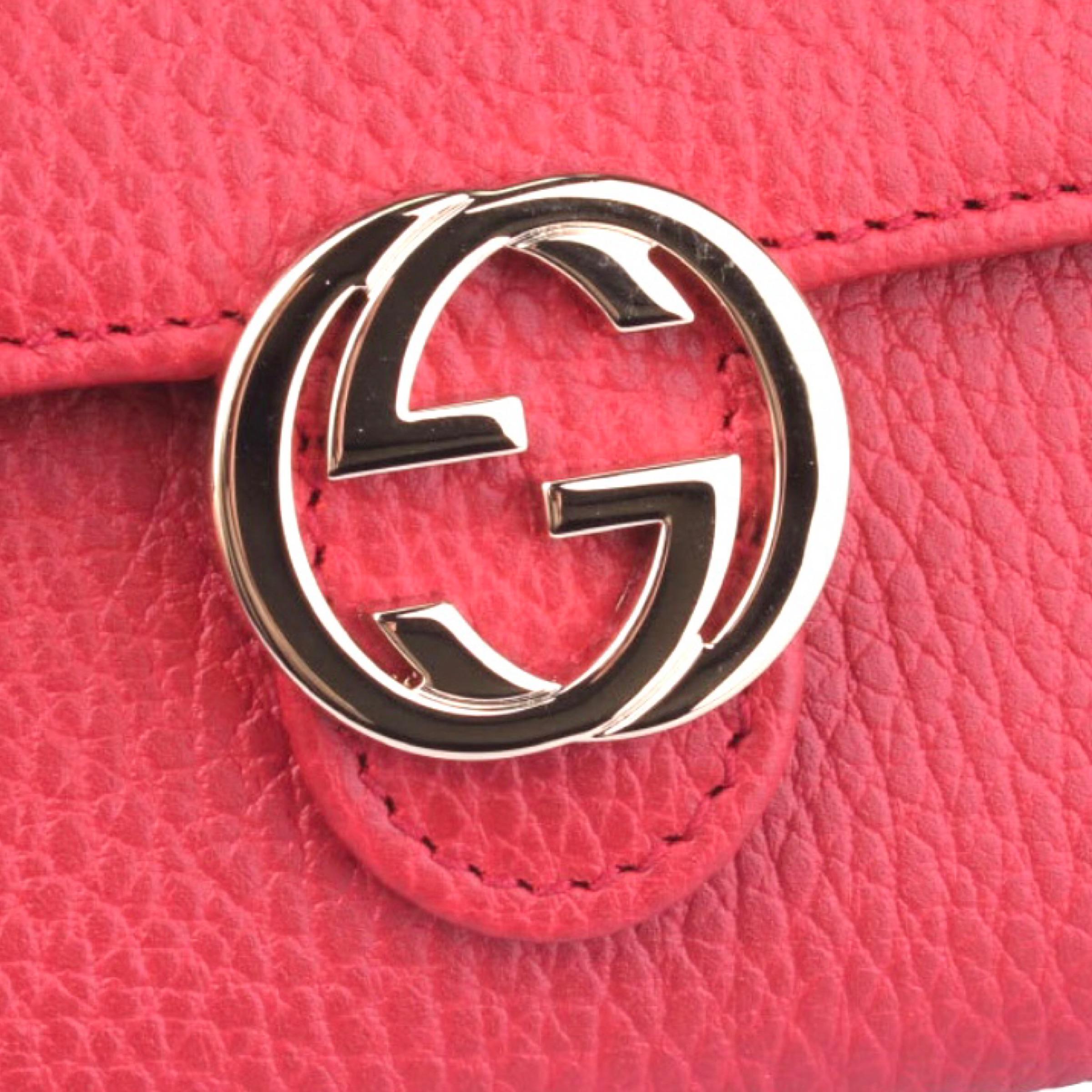 NEW Gucci Red Interlocking G Leather Long Wallet Clutch Bag For Sale 4