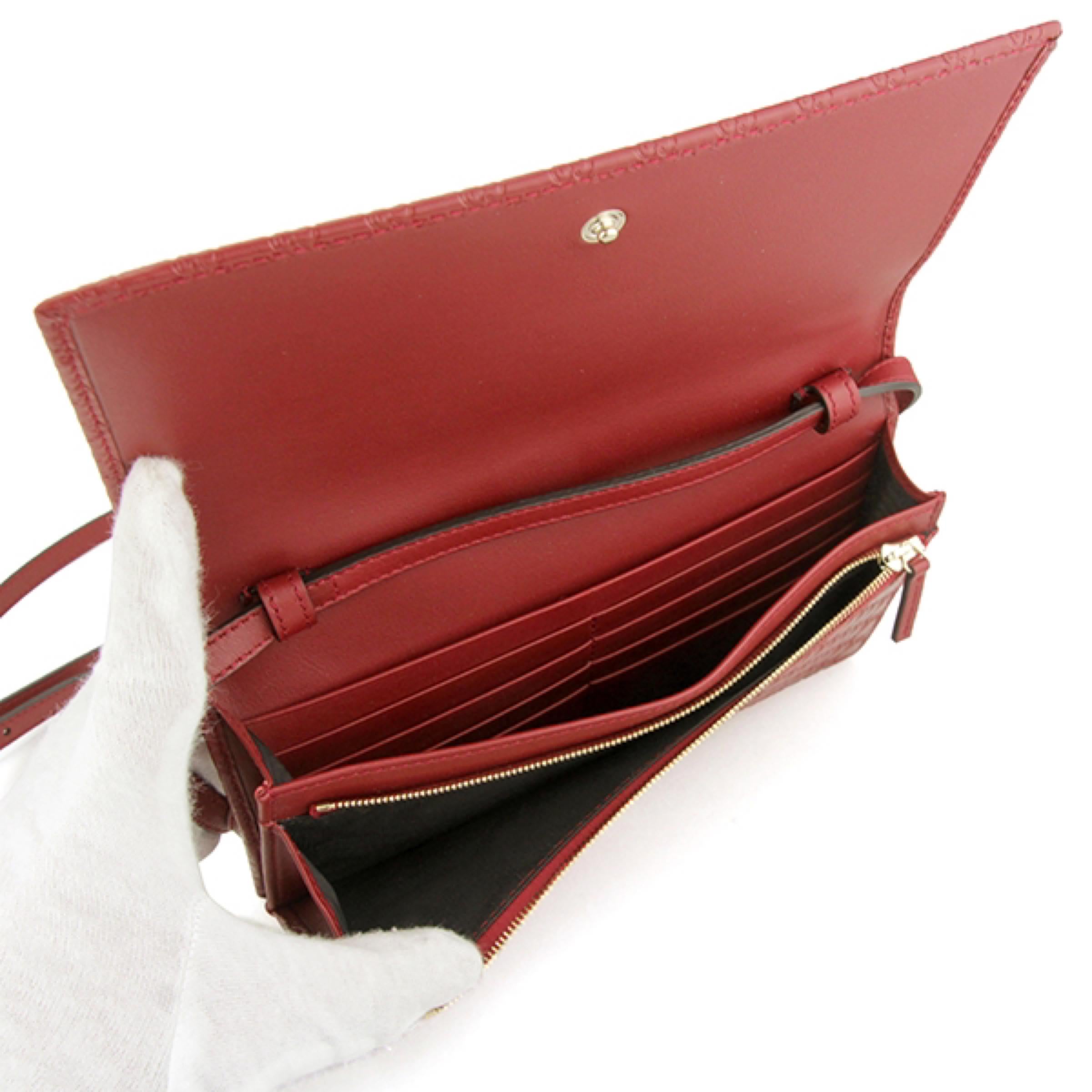 NEW Gucci Red Micro GG Guccissima Crossbody Wallet Bag Purse For Sale 3