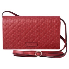 NEW Gucci Red Micro GG Guccissima Crossbody Wallet Bag Purse
